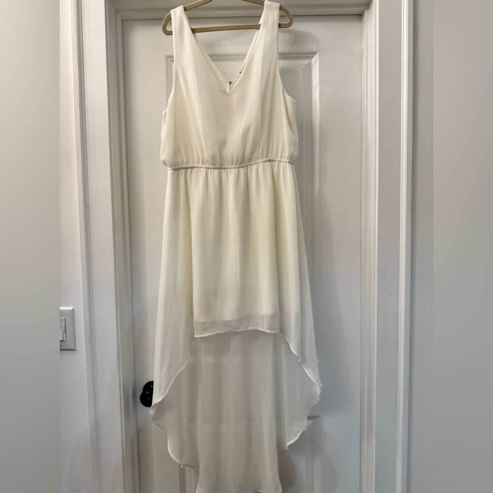 White Sleeveless High Low Dress